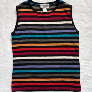 90s Multicolor Striped Sweater Top Rainbow Retro Maximalist Granola Hippie